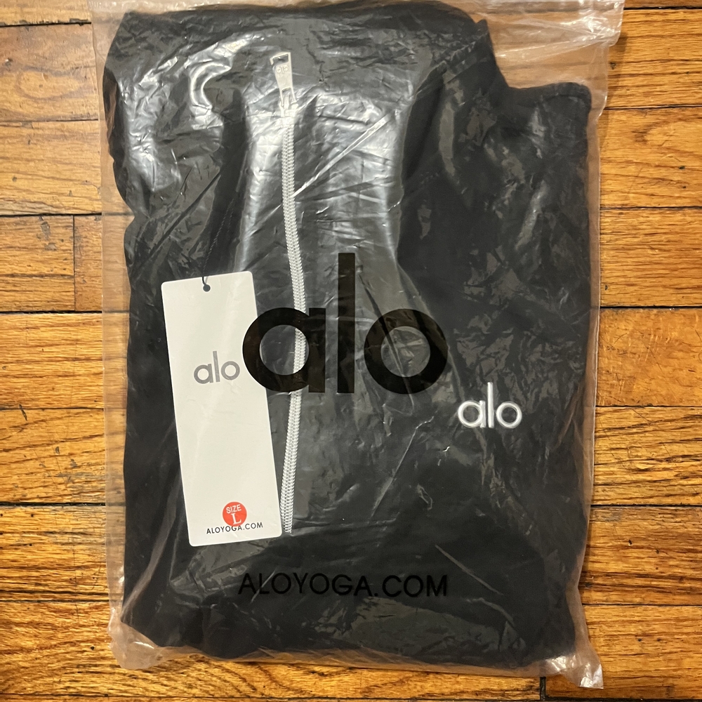 ALO Yoga Black Half Zip Hoodie Size L NWT Athleisure